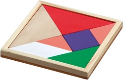 Philos hlavolam barevný dřevěný Tangram v krabičce