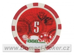 Poker žetony 888 - Hodnota 5 - červené