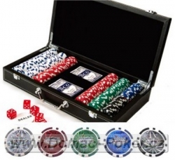 Žetony Royal Flush 300 s čísly v koženkovém kufříku