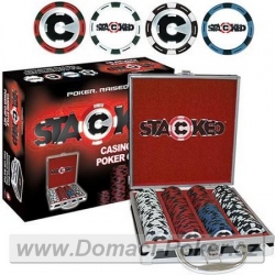 Poker set v alu kufříku s 200 žetony STACKED