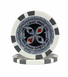 Poker žetony Ultimate laser 11,5 g - Hodnota 1 - bílý