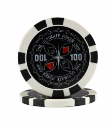 Poker žetony Ultimate laser 11,5 g - Hodnota 100 - černý