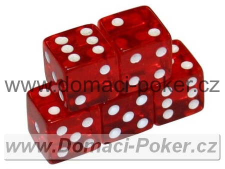 Kostky kasinové červené - 6ks (5+1 zdarma)
