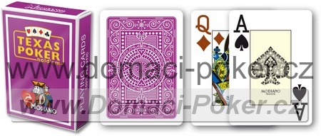 Modiano 100% Plast - Texas Holdem poker jumbo fialové 11+1 zdarma