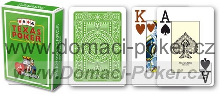 Modiano 100% Plast - Texas Holdem poker jumbo světle zelené 11+1 zdarma