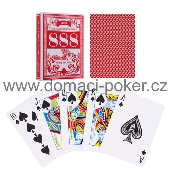 Hrací karty na poker BIRD 888 červené