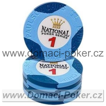 Paulson National Poker Series 10,5gr. - Hodnota 1 - modrý
