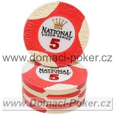 Paulson National Poker Series 10,5gr. - Hodnota 5 - červený