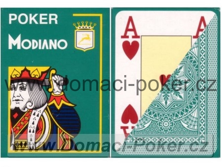 Modiano 100% Plast Poker Cristallo Jumbo Index - tmavě zelené 11+1 zdarma