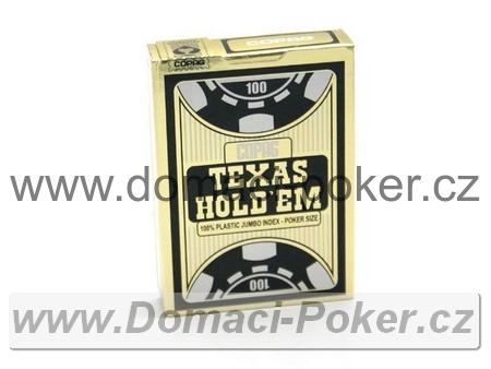 Plastové karty Copag 100% Plast texas holdem poker černozlaté + červenozlaté 10+2 zdarma