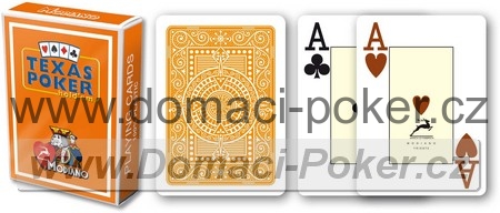 Modiano 100% Plast - Texas Holdem poker jumbo oranžové