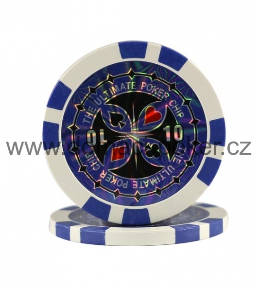 Poker žetony Ultimate laser 11,5 g - Hodnota 10 - tmavě modrý